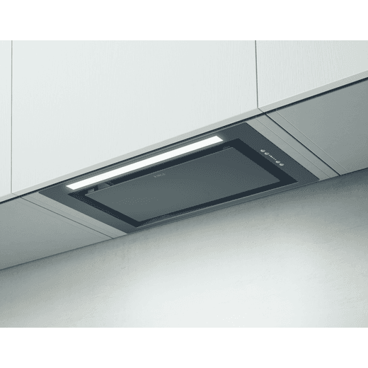 Elica 72 cm Integrated Cooker Hood - Black / Stainless Steel - Cooker hood in kitchen cupboard shot